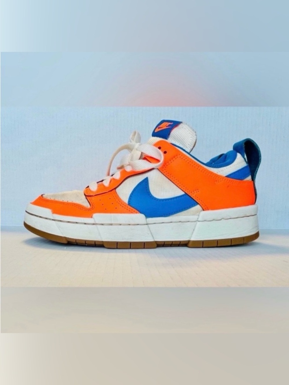 NIKE Dunk Low Disrupt Supa Sneakers Multicolor White Orange Blue Men’s 8.5